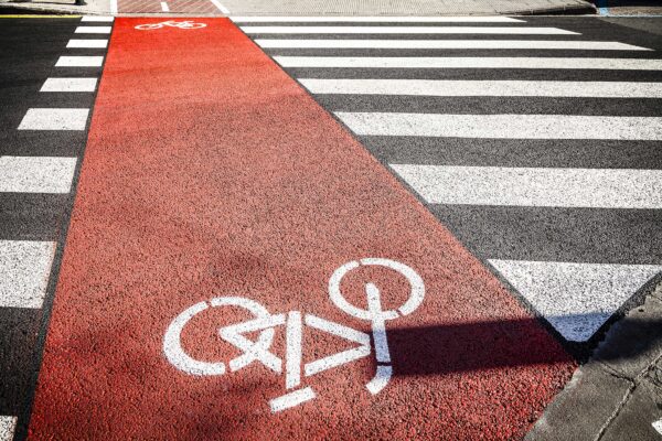 Red tarmac cycle lane