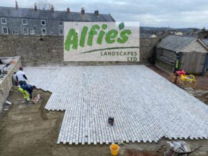 laying-sandstone-sett-driveway-alfies | The Paving Experts Laying a sandstone sett driveway