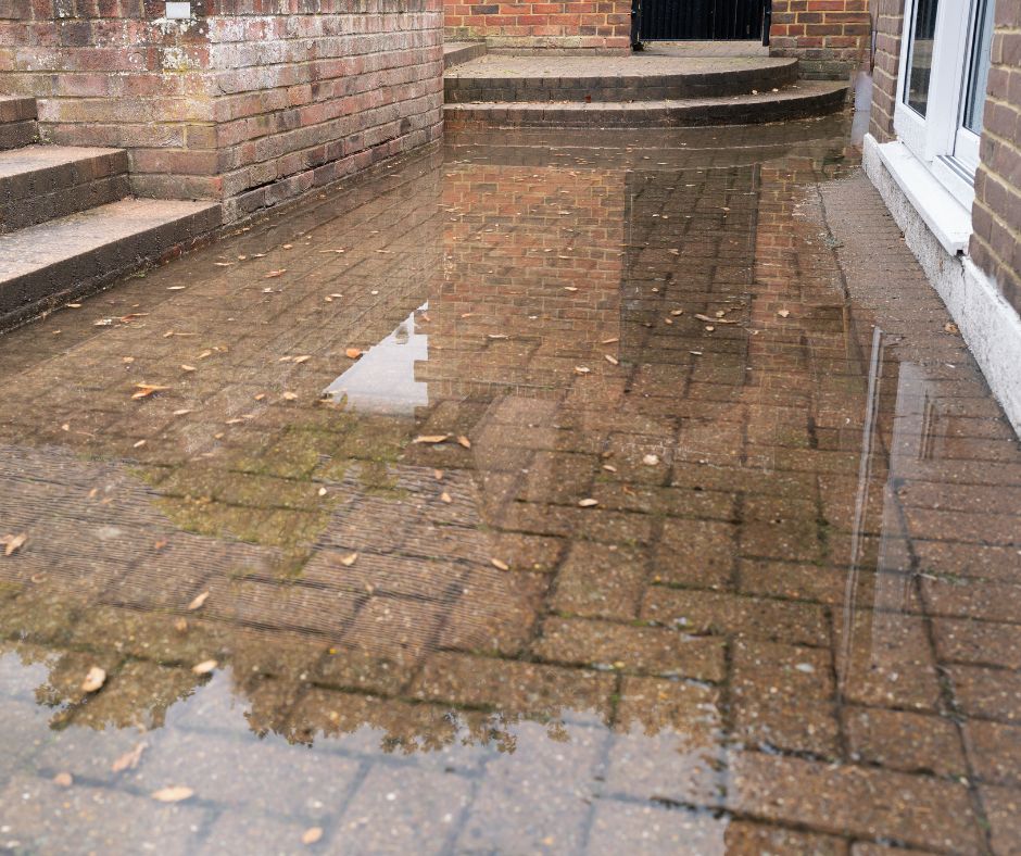 Block paving without a soakaway installed